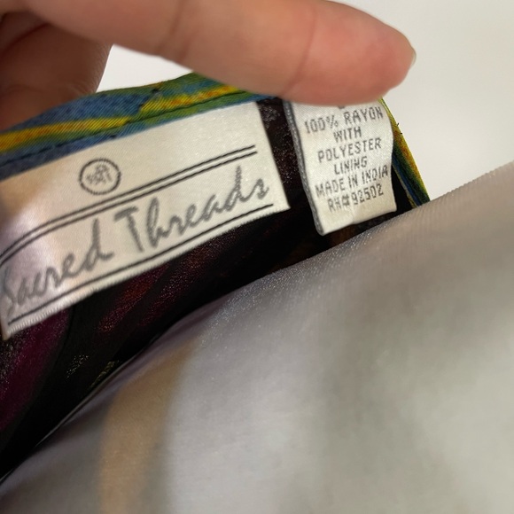 VTG Sacred Threads Quirky Bohemian Patchwork Lined Pencil Maxi Dress Sz S Hippie - Picture 8 of 10